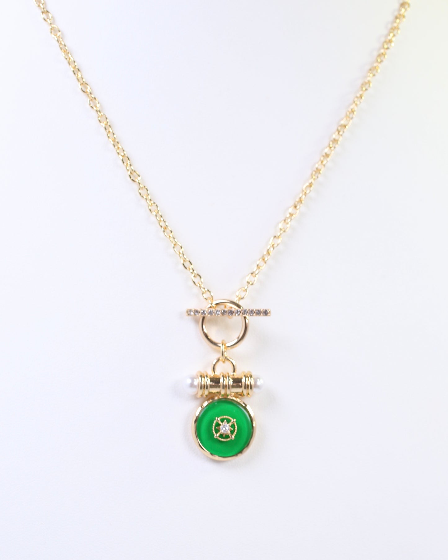 Kurri Circle Drop Necklace Green