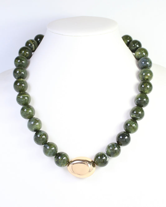 Brooklyn Bold Stone Necklace Olive