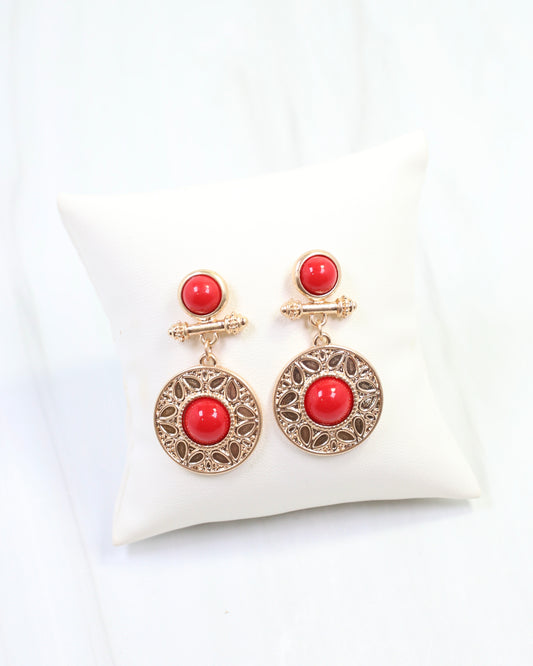 Terrace Circle Drop Earring Red