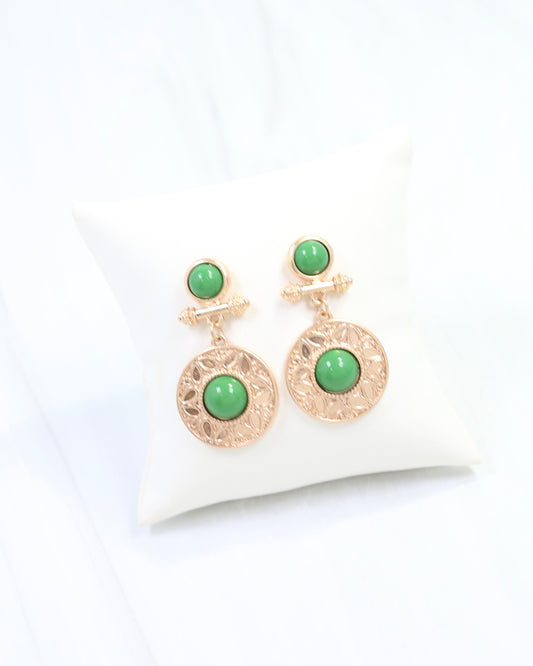 Terrace Circle Drop Earring Green