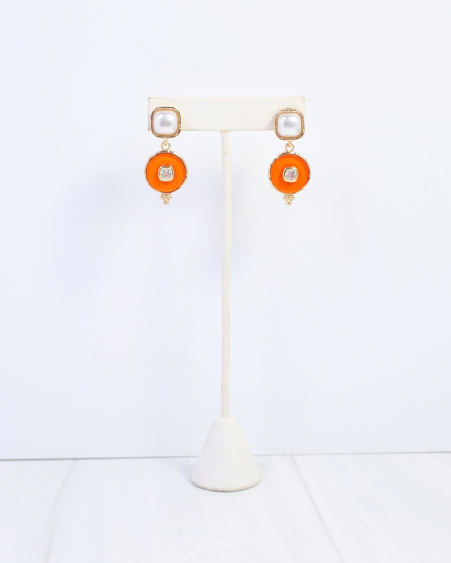 Lismore Pearl Circle Drop Earring Orange