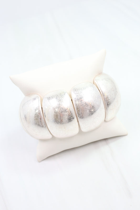 Davidson Dome Stretch Bracelet Worn Silver