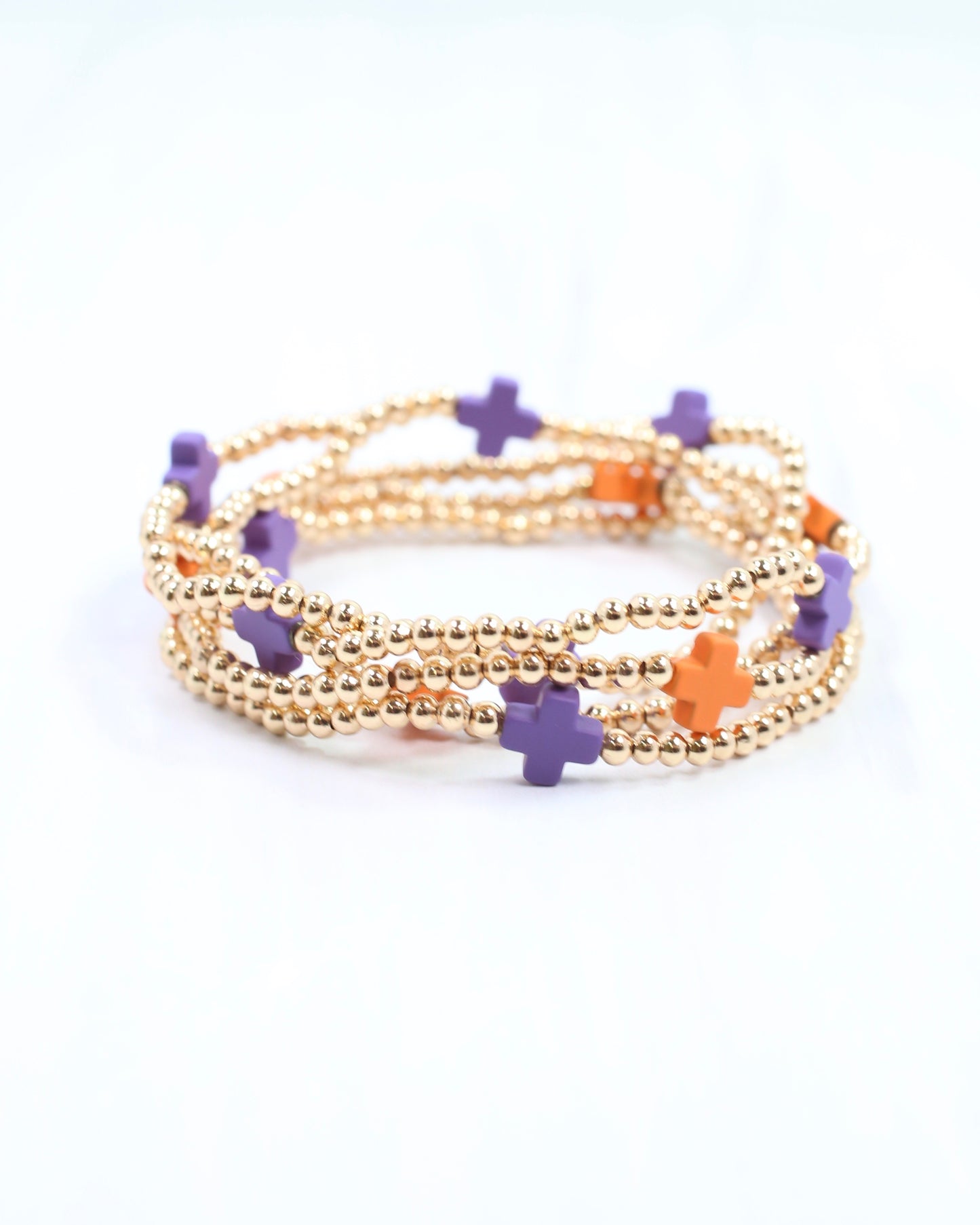 Brittany Cross Bracelet Set Orange Purple
