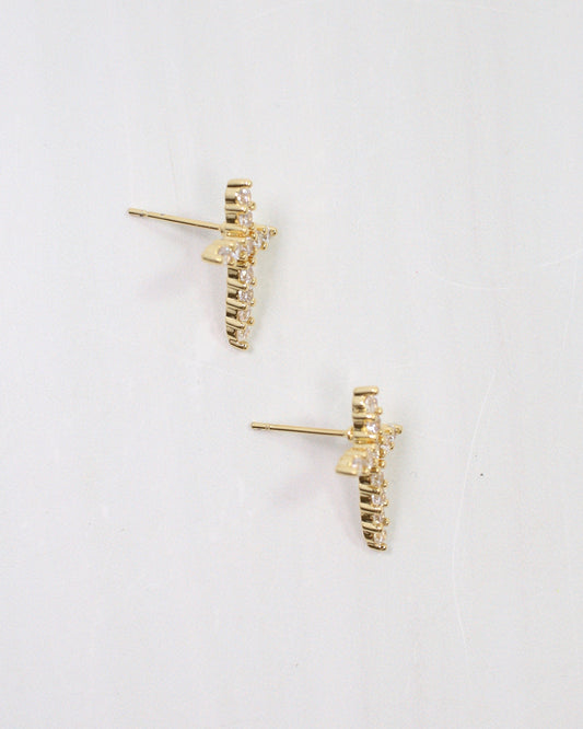 Florence CZ Cross Earring Gold