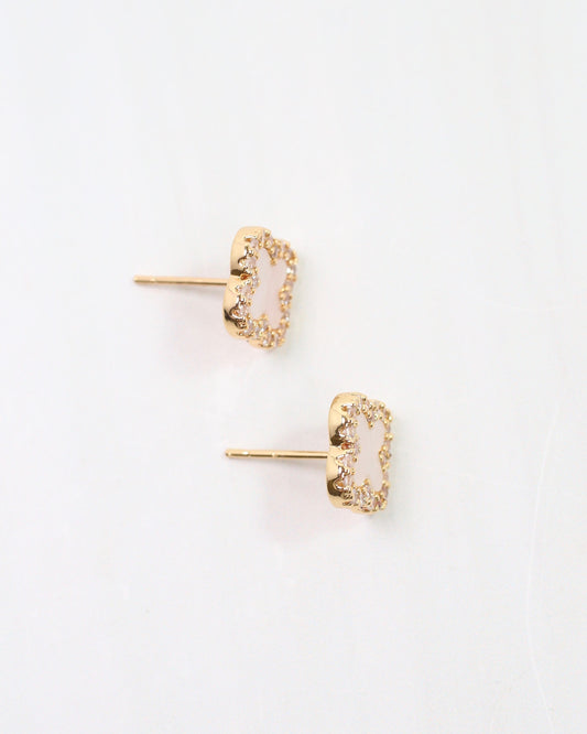 Bisbee CZ Clover Stud Earring Mother of Pearl