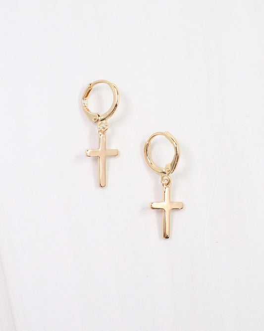 York Cross Hoop Earring Gold