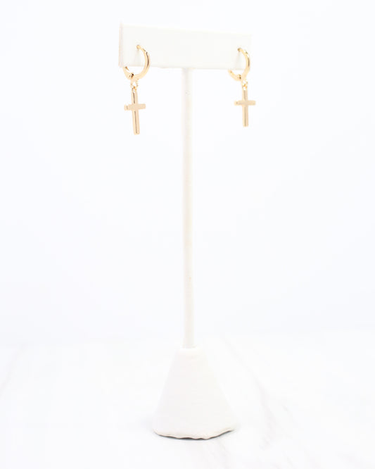 York Cross Hoop Earring Gold