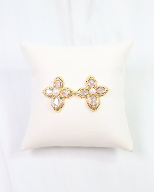 Sienna CZ Flower Earring Gold
