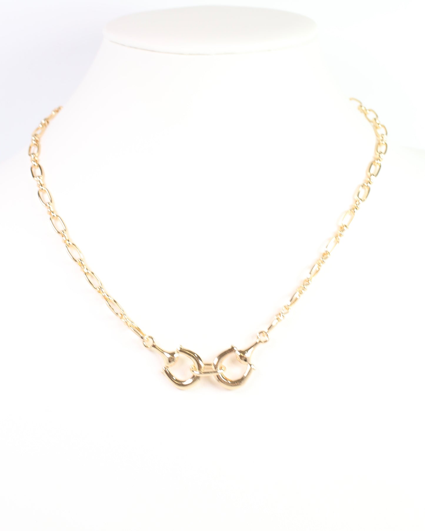 Declan Double Horsebit Necklace Gold