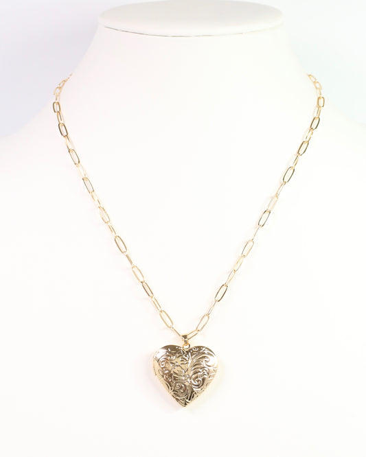 Savina Heart Locket Necklace Gold