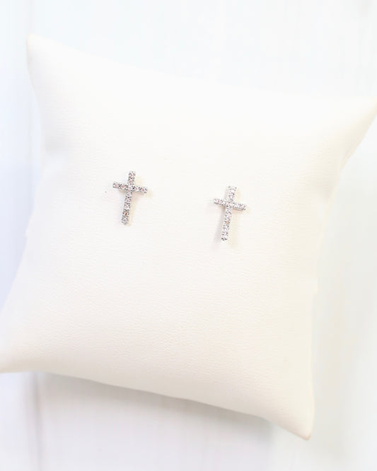 Colorado Cross and Crystal Stud Earring Silver