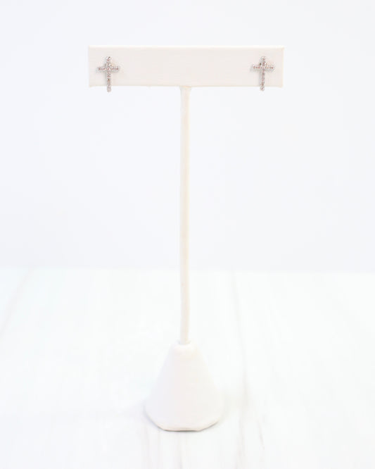 Colorado Cross and Crystal Stud Earring Silver