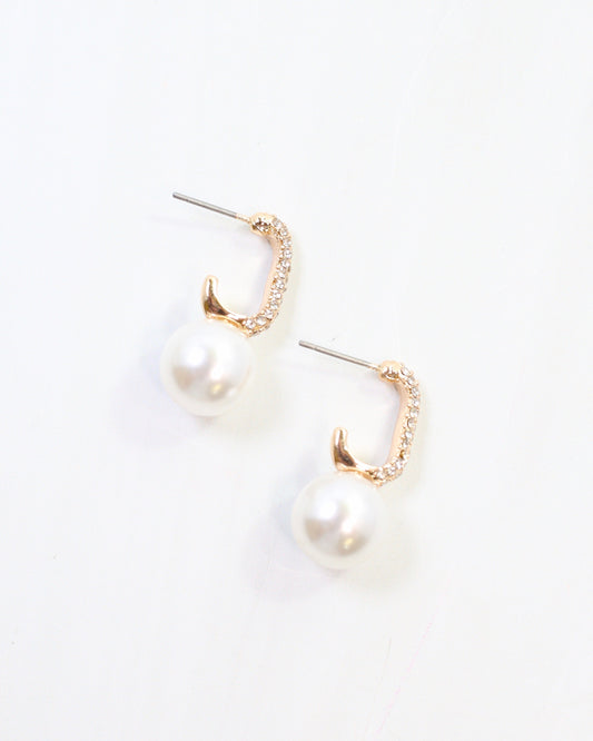 Somerville CZ Pearl Drop Earring Gold