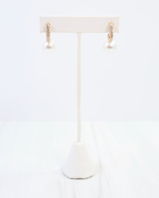 Somerville CZ Pearl Drop Earring Gold