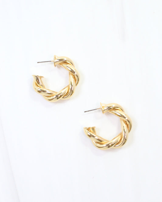Raylee Twisted Hoop-Medium Shiny Gold