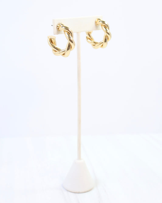 Raylee Twisted Hoop-Medium Shiny Gold