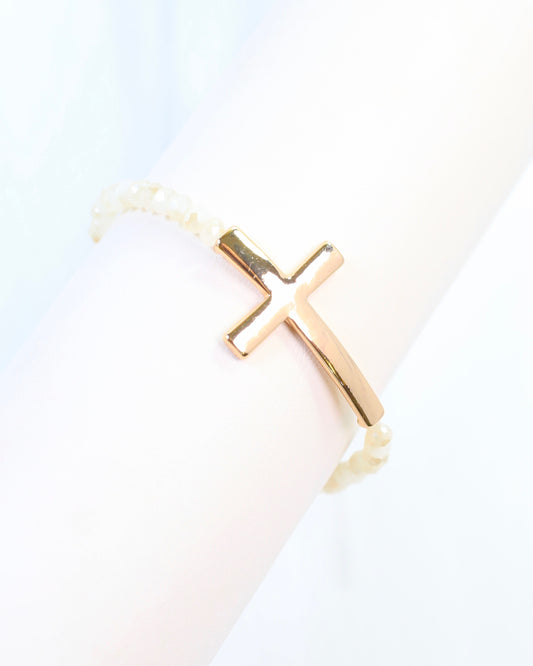 Camille Cross and Bead Bracelet Ivory