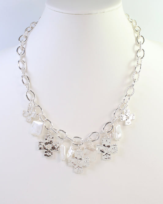 Pearson Cross Charm Necklace Silver