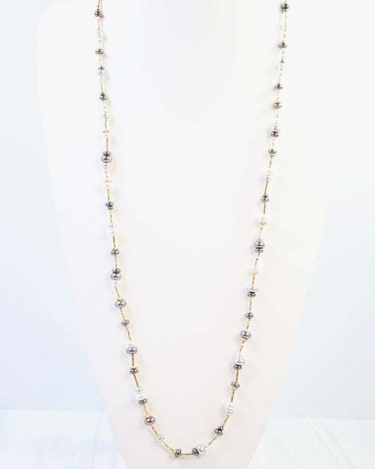 Lola 37" Beaded Necklace Grey