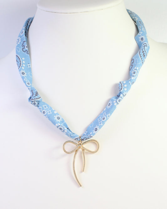 Tyndall Scarf Charm Necklace Baby Blue