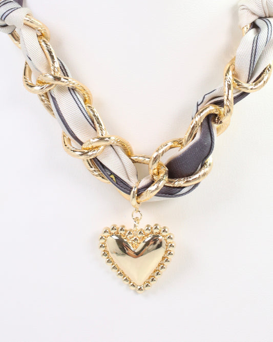 Santee Scarf Charm Necklace Steel Gray