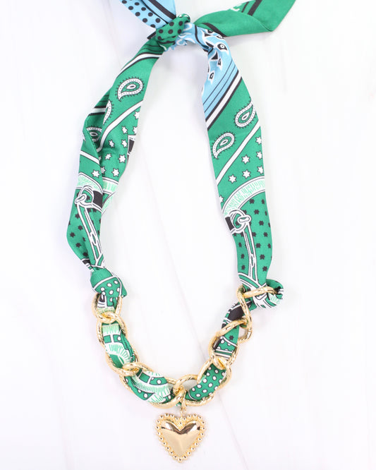Santee Scarf Charm Necklace Green