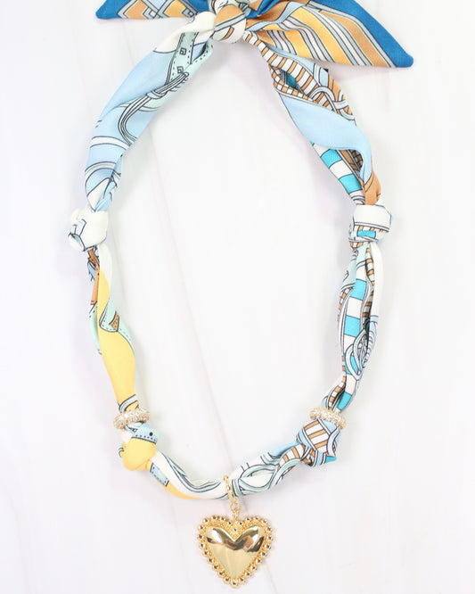 Traylee Scarf Charm Necklace Light Blue