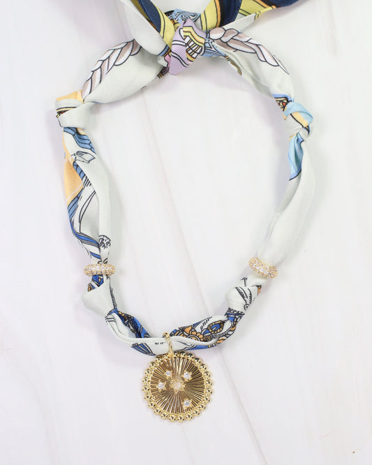 Shannon Scarf Charm Necklace Blue
