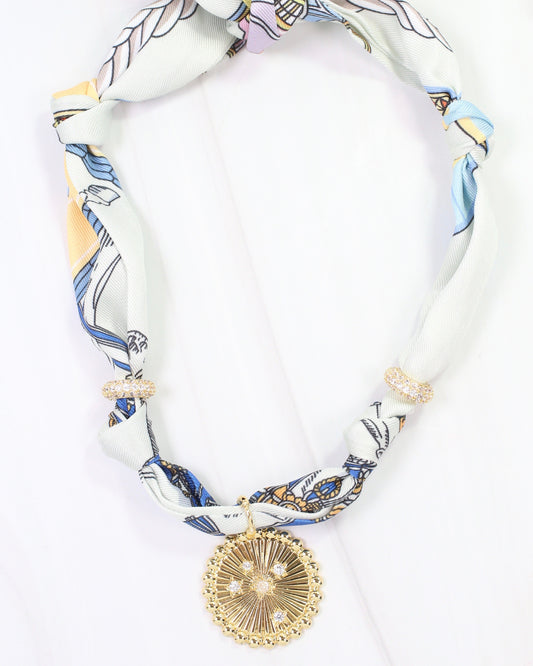 Shannon Scarf Charm Necklace Blue