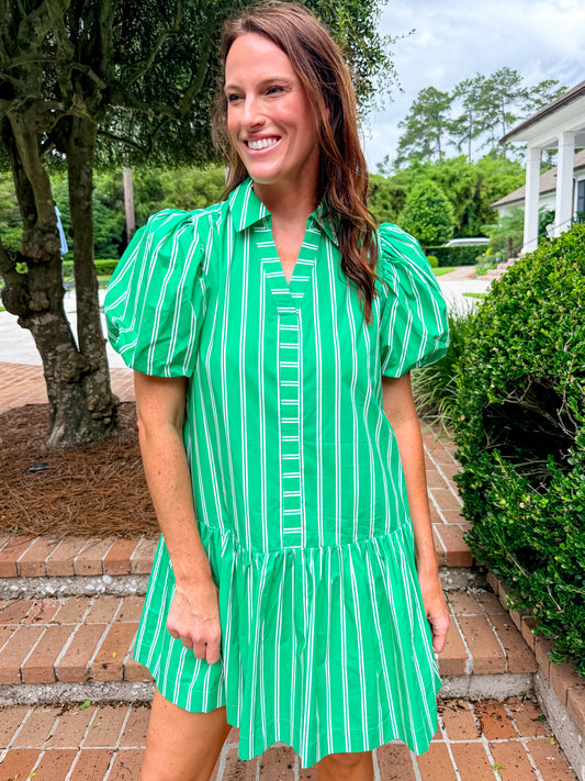 Abilene Green Striped Dress