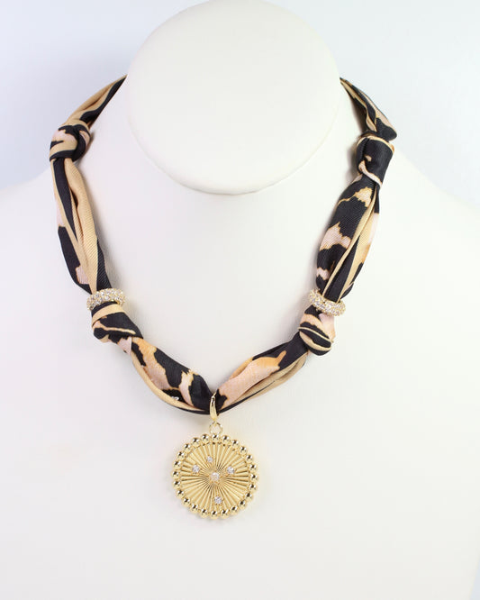 Shannon Scarf Charm Necklace Brown