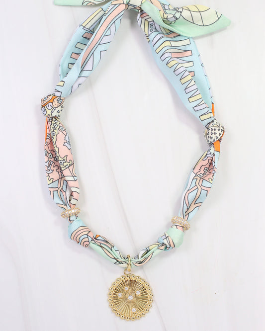 Shannon Scarf Charm Necklace Seafoam