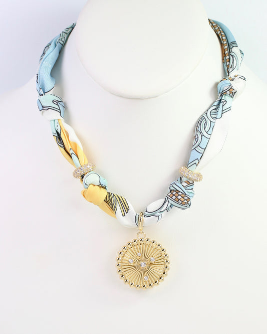 Shannon Scarf Charm Necklace Light Blue