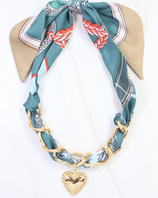 Santee Scarf Charm Necklace Teal