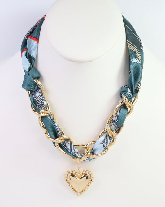 Santee Scarf Charm Necklace Teal