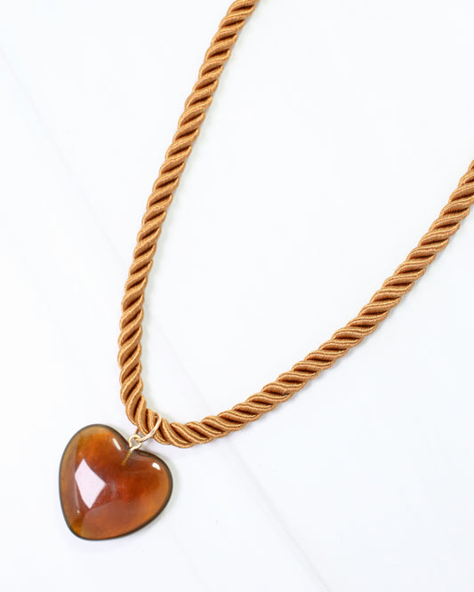 Hartford Corded Heart Pendant Necklace Tortoise