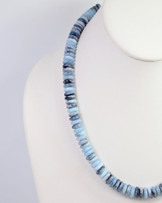 Cedar Falls Beaded Disc Necklace Dusty Blue
