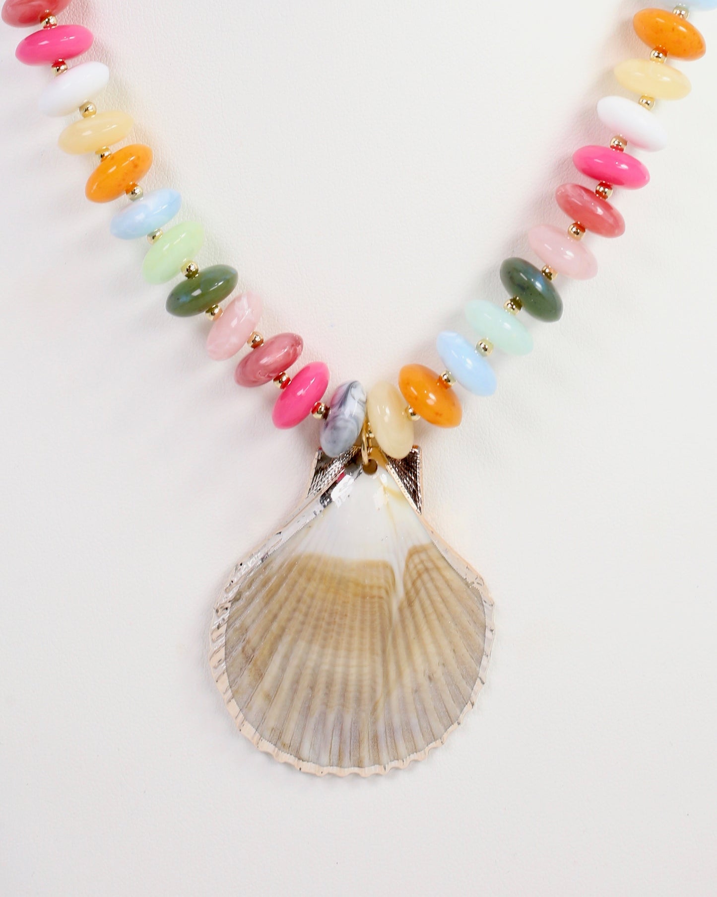 Brea Stone Beaded Shell Necklace Multi