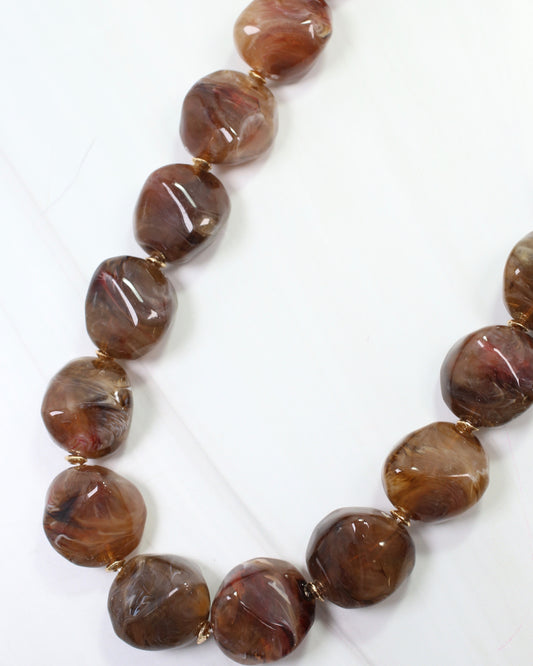 Shelbyville Large Stone Necklace Brown