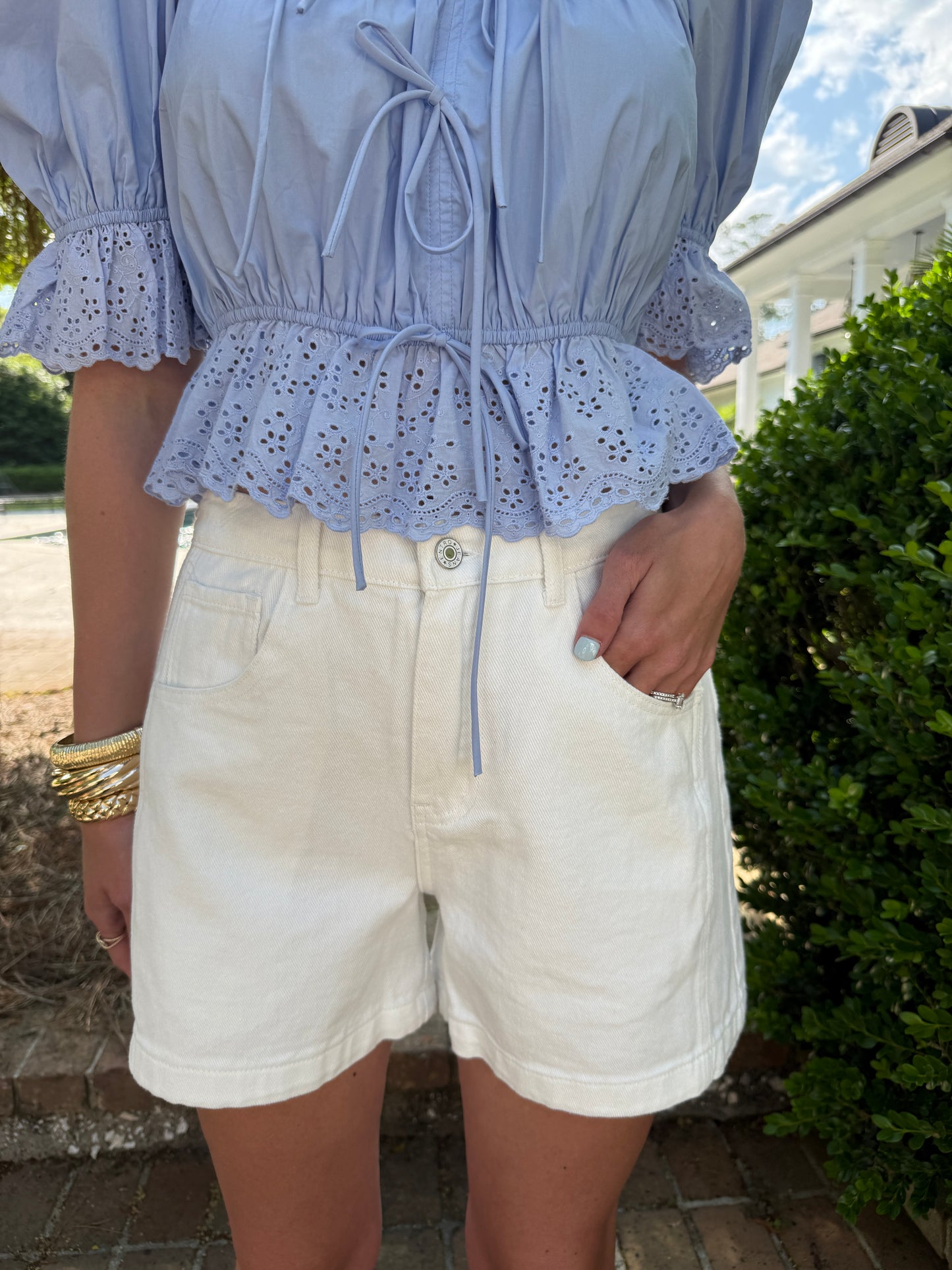 Kasey High Waist Off-White Shorts