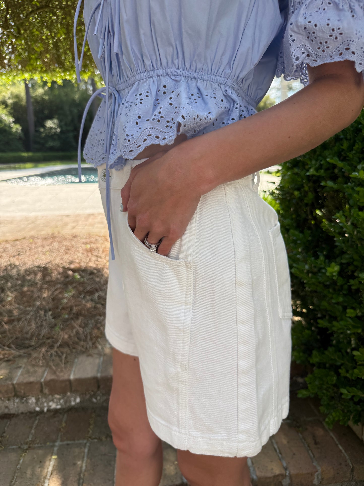 Kasey High Waist Off-White Shorts
