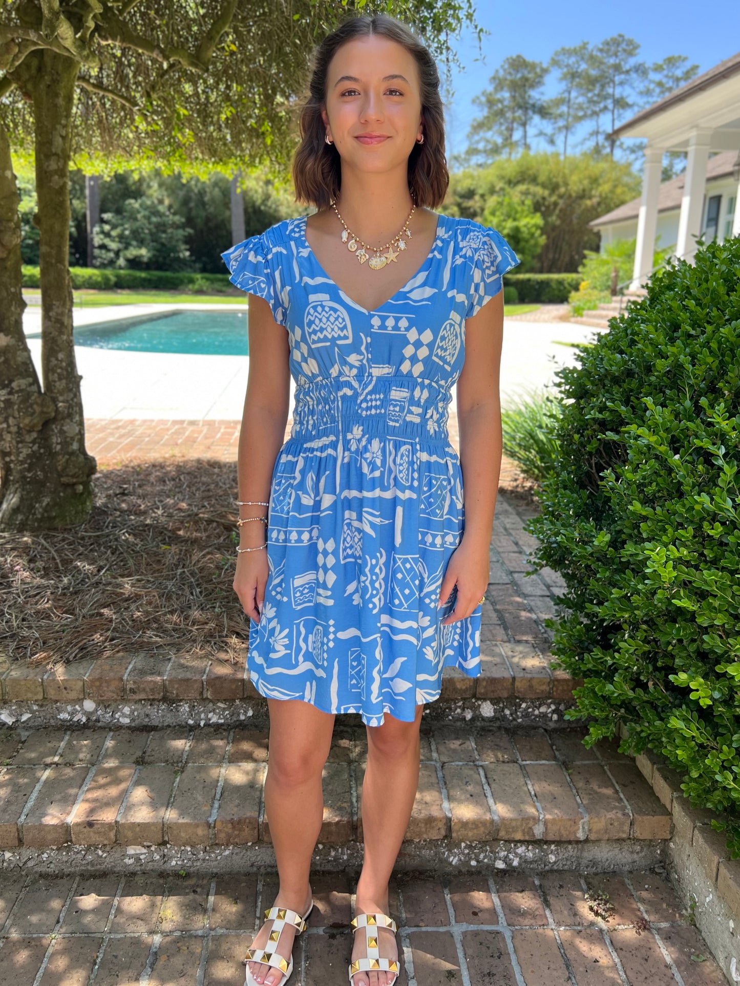 Catalina Blue Abstract Print Dress
