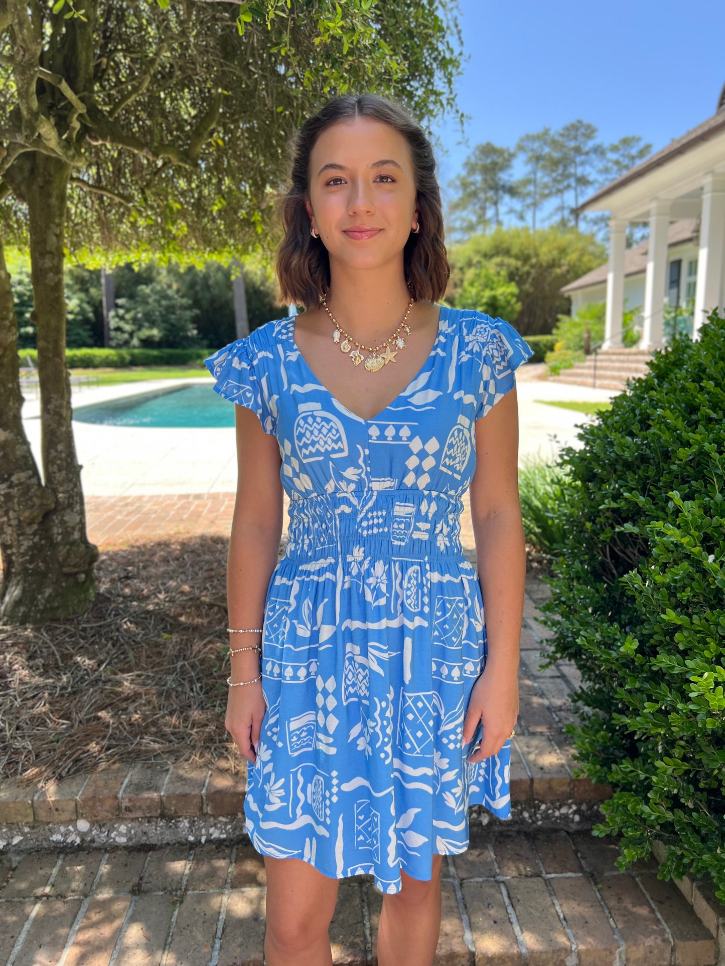 Catalina Blue Abstract Print Dress