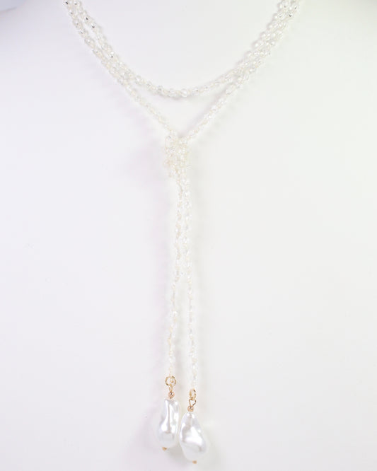 Niagara Falls Baroque Pearl Beaded Necklace Clear