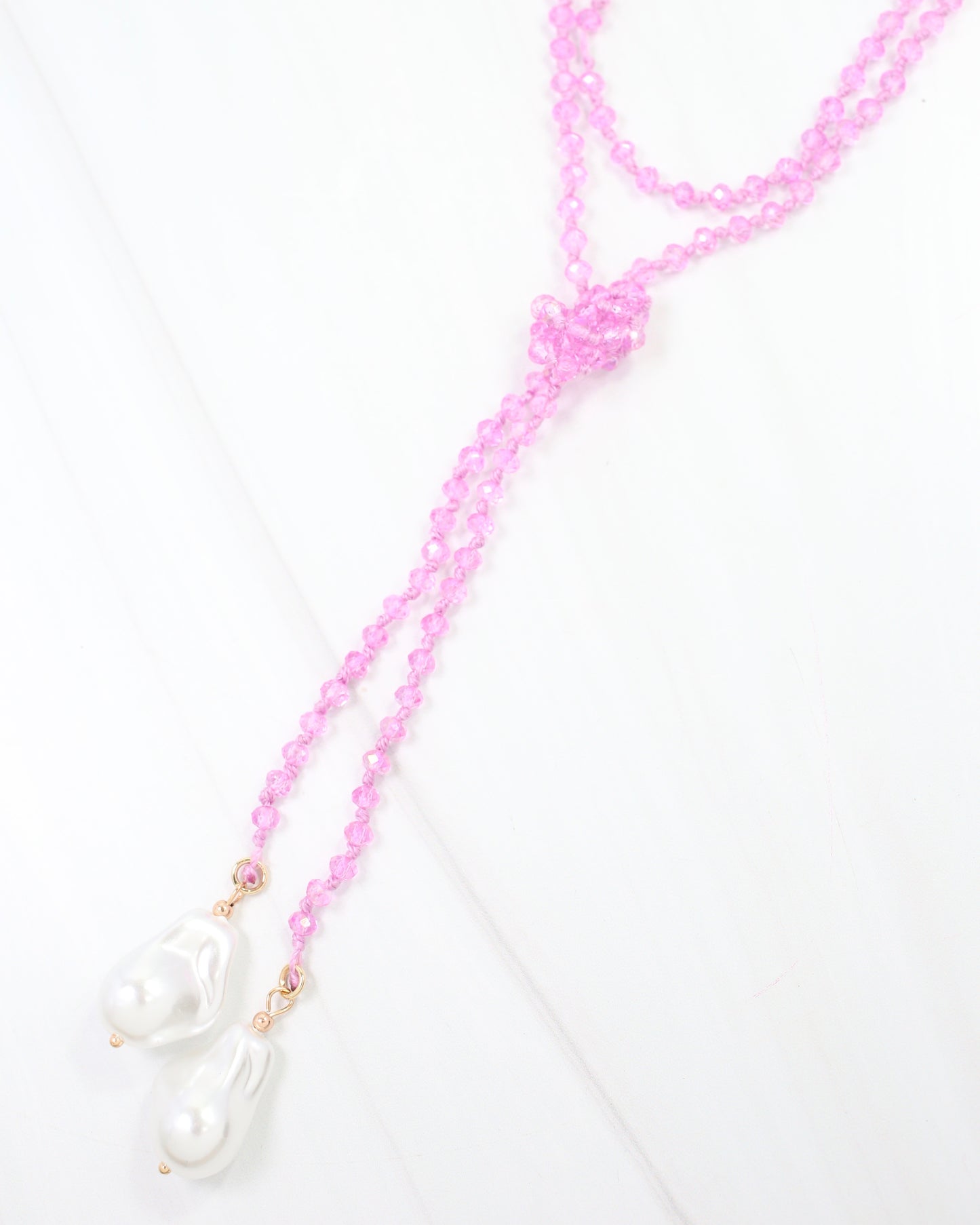 Niagara Falls Baroque Pearl Beaded Necklace Pink