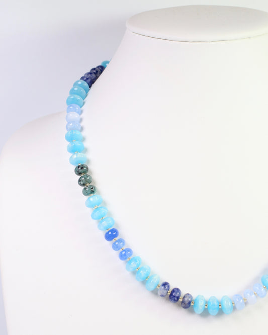 Geneva Stone Beaded Necklace Blue Multi