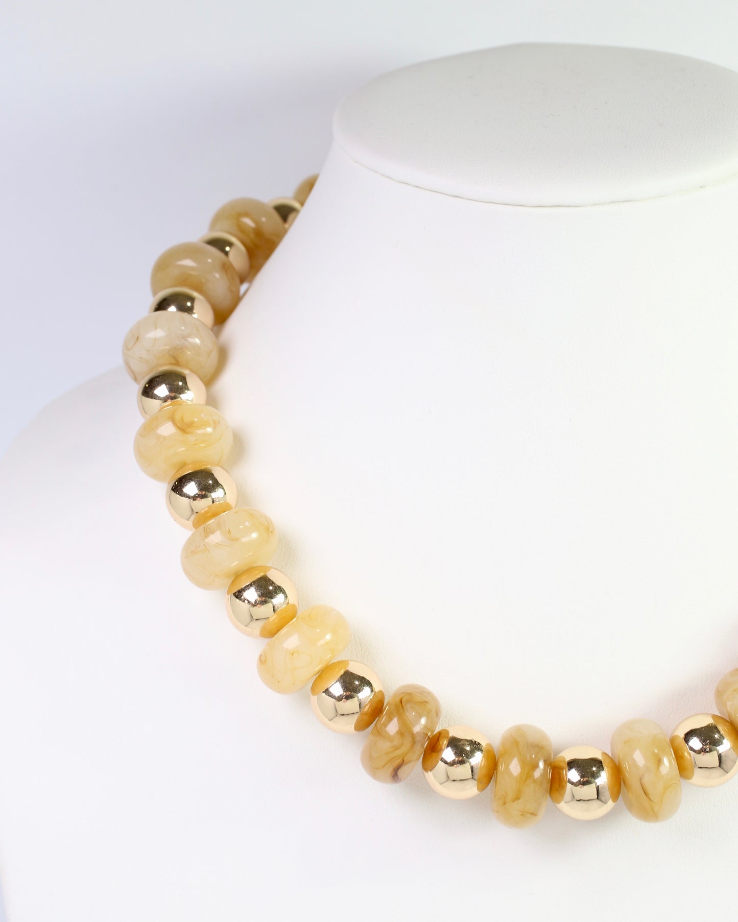 Staten Island Marble and Gold Beaded Necklace Natural