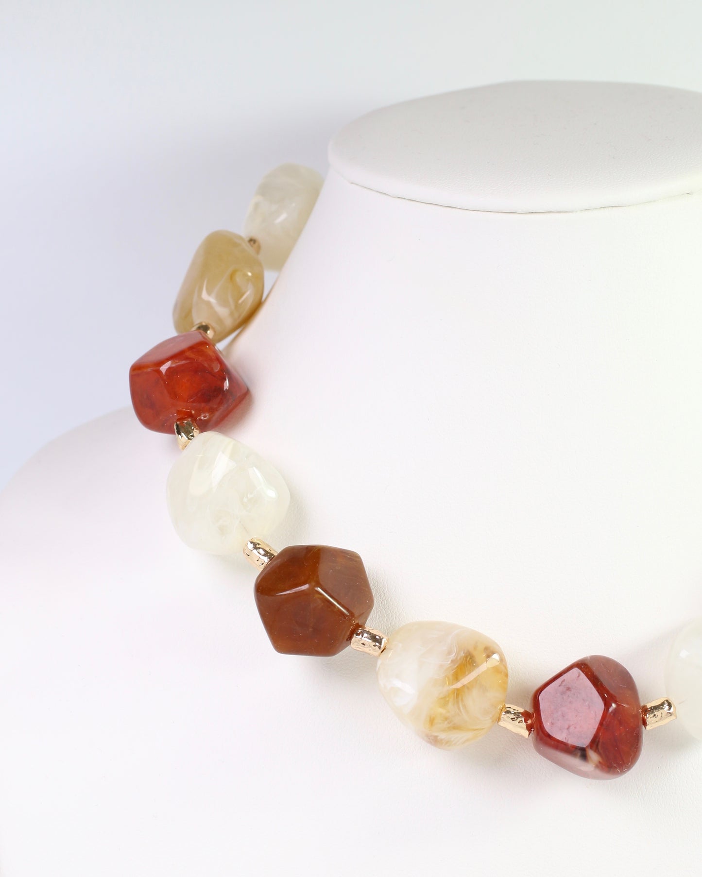 Syracuse Stone and Gold Beaded Necklace Natural