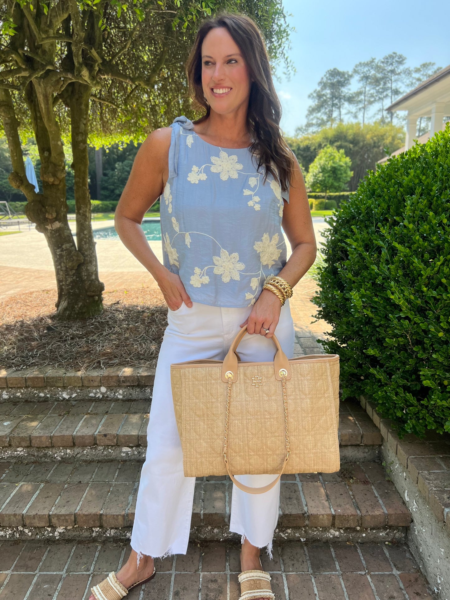 Fuller Embroidered Tank with Bows