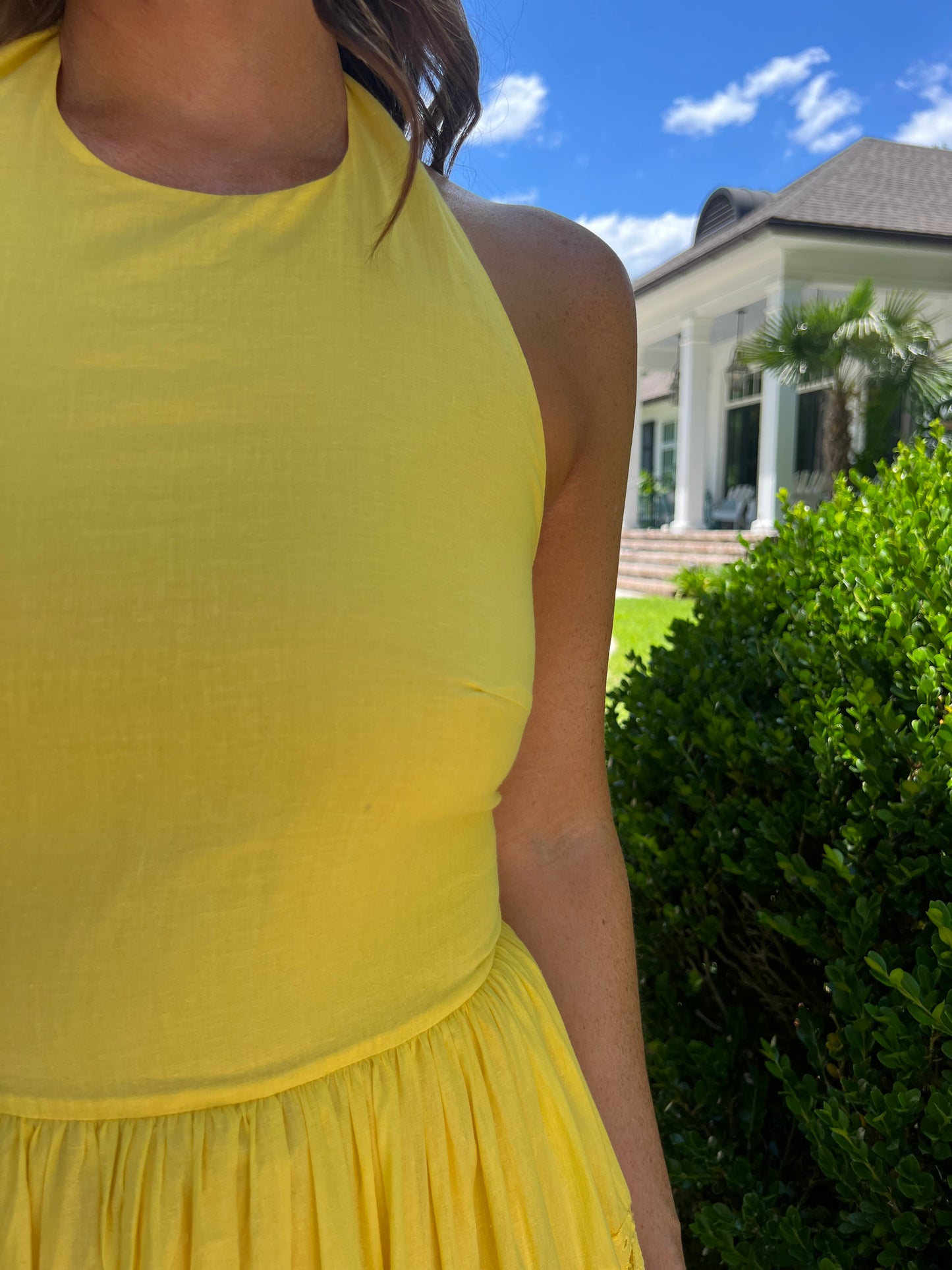Daphne Halter Neck Eyelet Maxi Dress